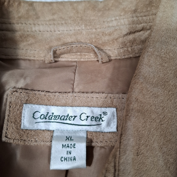 Coldwater Creek Women's Fawn Tan Suede Leather Jacket Snap-Front Lined Size XL - Picture 8 of 15